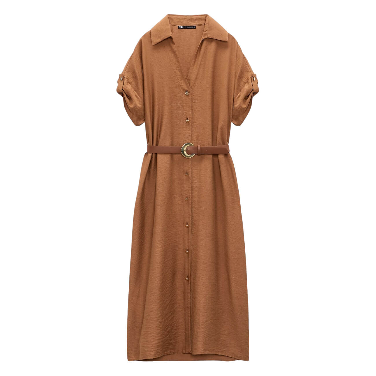 

Платье-рубашка Zara With Belt, терракотовый