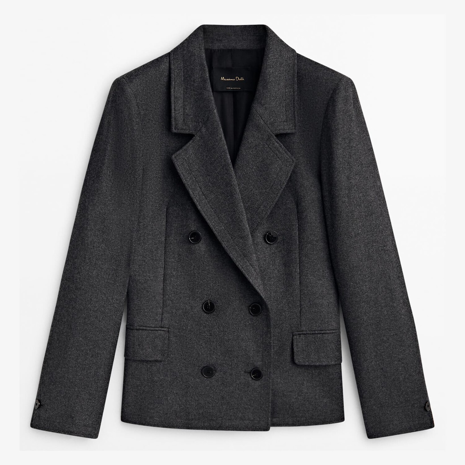 

Пиджак Massimo Dutti Double-breasted Wool Blend Suit, темно-серый
