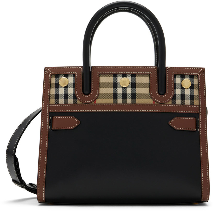 

Черная мини-сумка в винтажную клетку Title Burberry