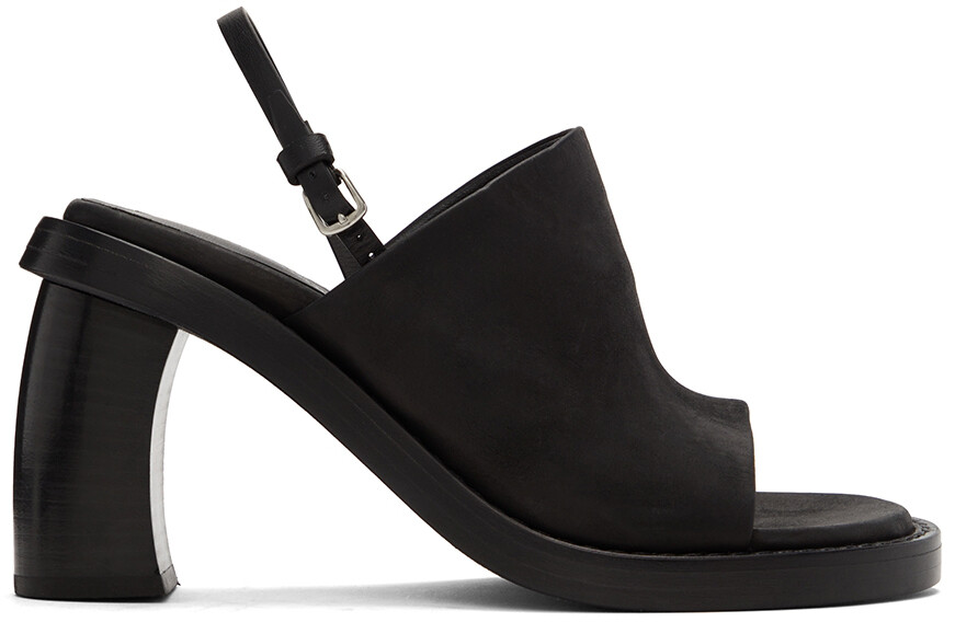 

Черные босоножки на каблуке из телячьей кожи Ann Demeulemeester