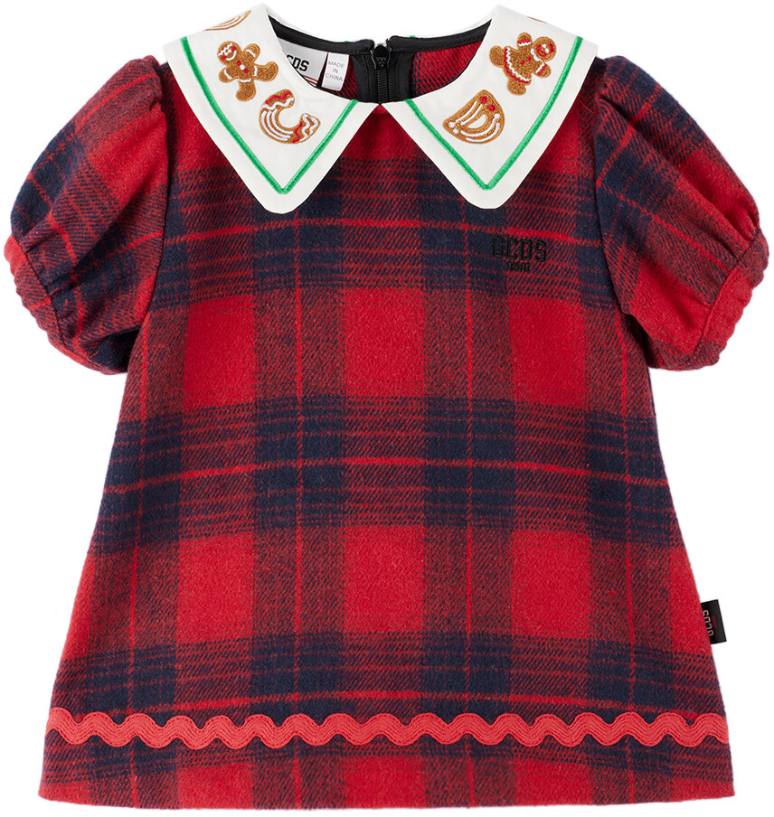 

Детское красное платье в шотландскую клетку GCDS Kids