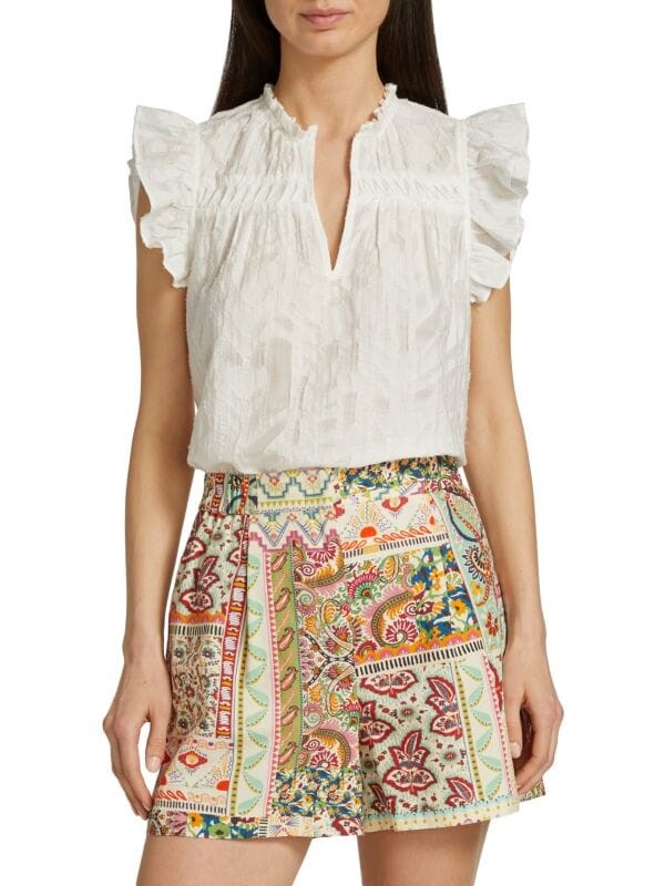 

Топ Ramy Brook Wendy с оборками, ivory