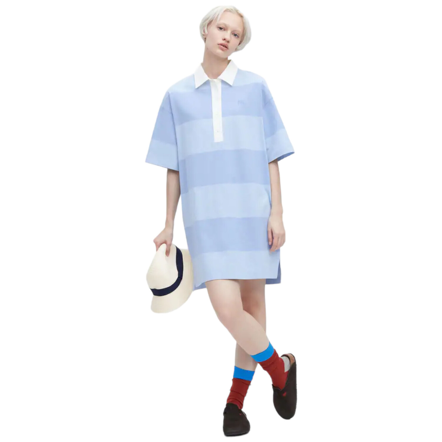 

Платье Uniqlo x JW Anderson Striped Polo Short Sleeved, голубой