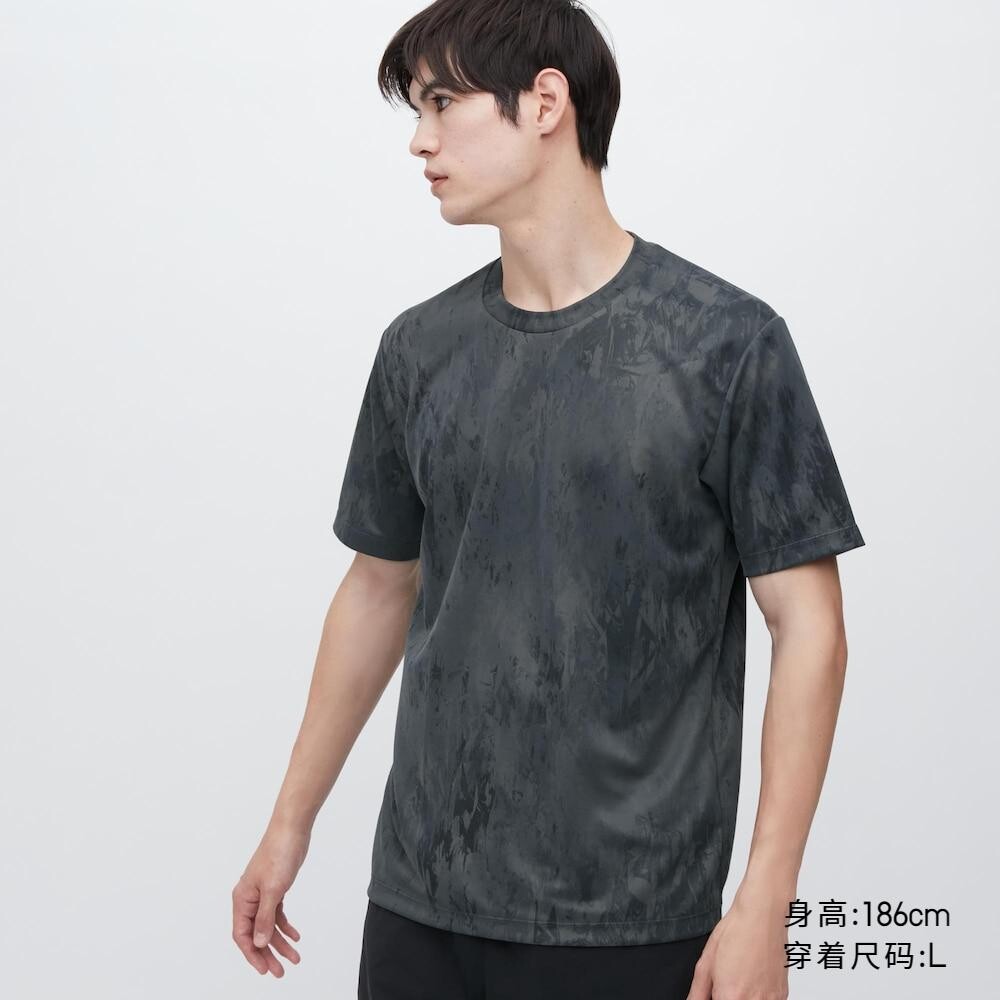 

Футболка с принтом Uniqlo, серый