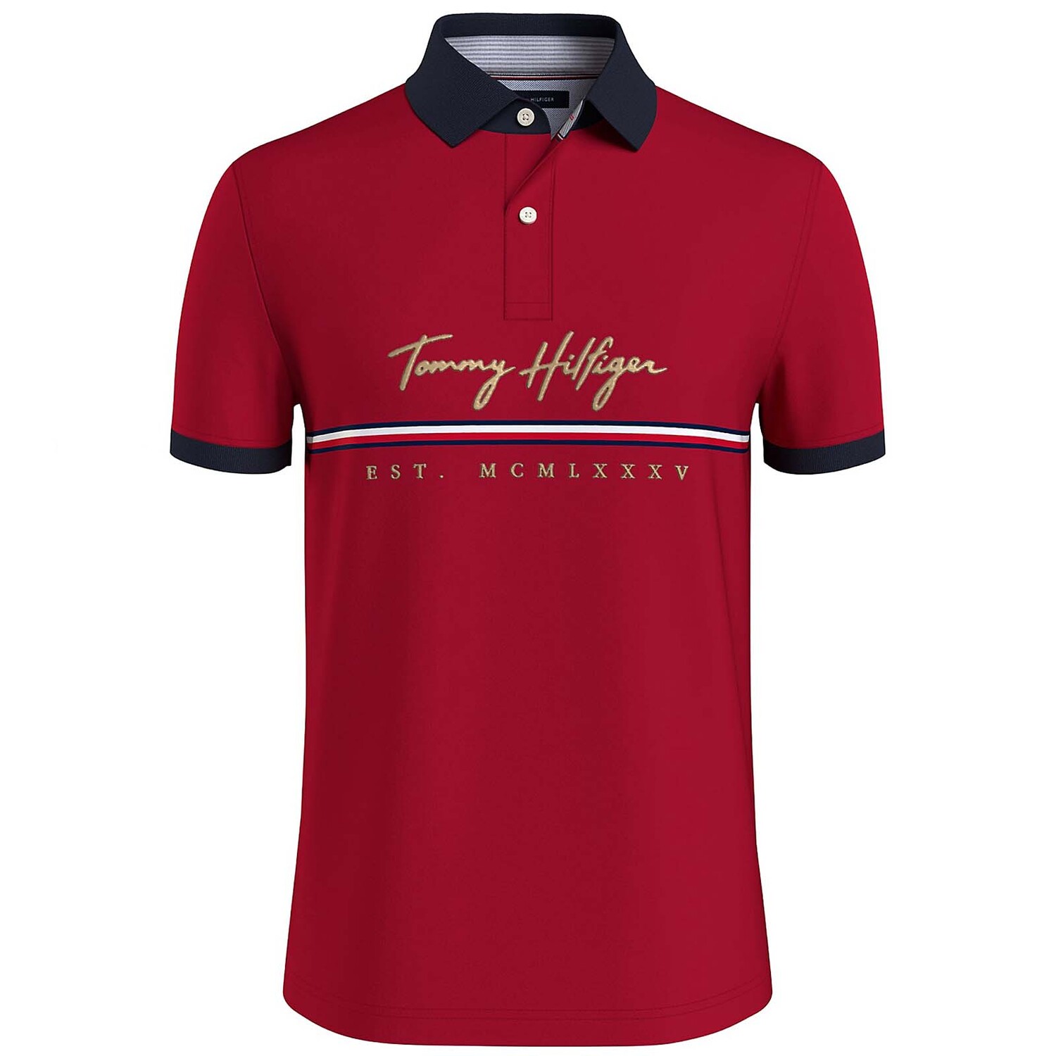 

Поло Tommy Hilfiger Logo Stripe, красный