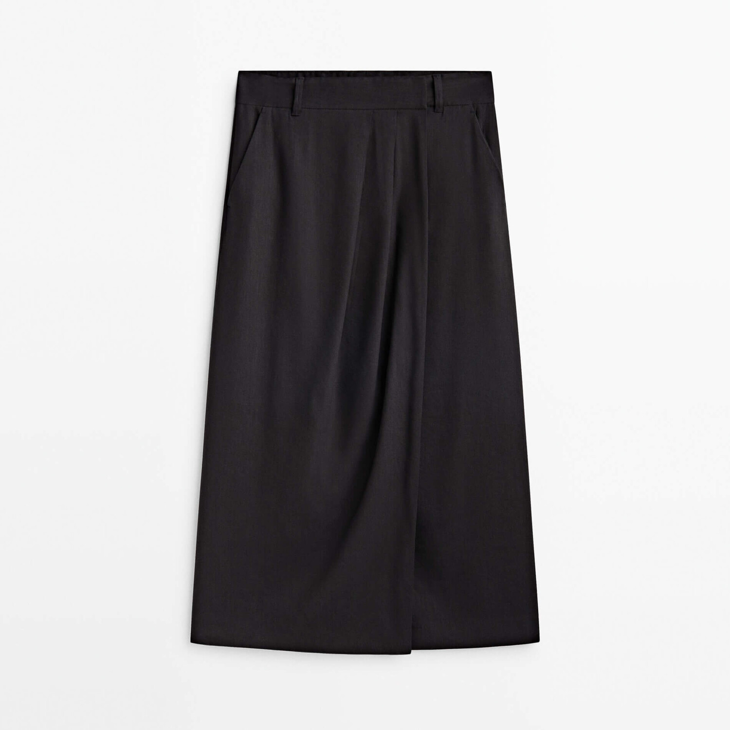 

Юбка Massimo Dutti Tailored In A Linen Blend With Darts, черный