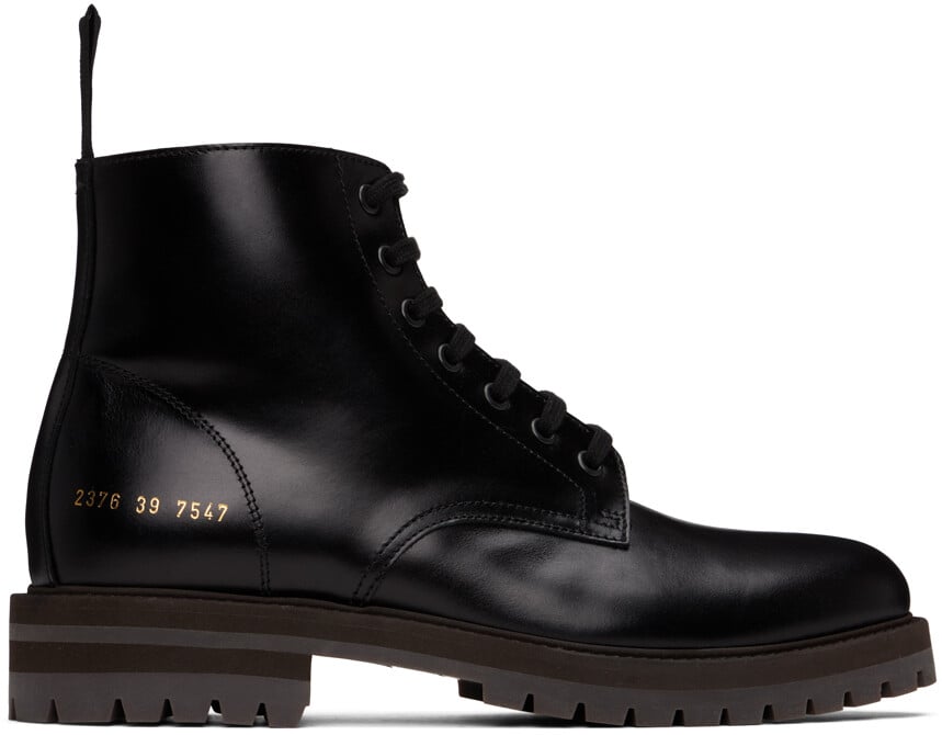 

Черные кожаные армейские ботинки Common Projects