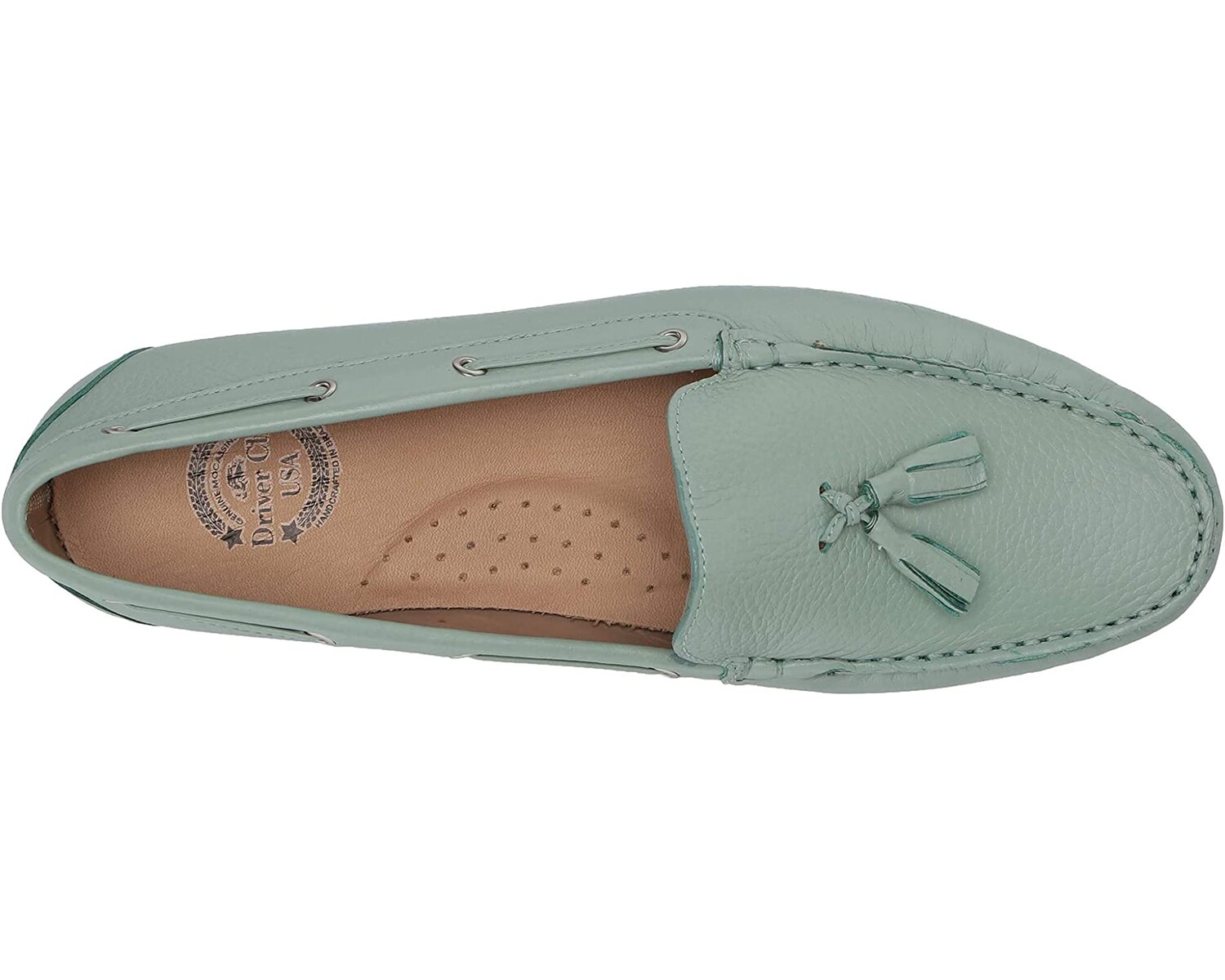 

Лоферы Women's Leather Made in Brazil Tassle Driving Loafer Driver Club USA, пудра зеленая зернистая