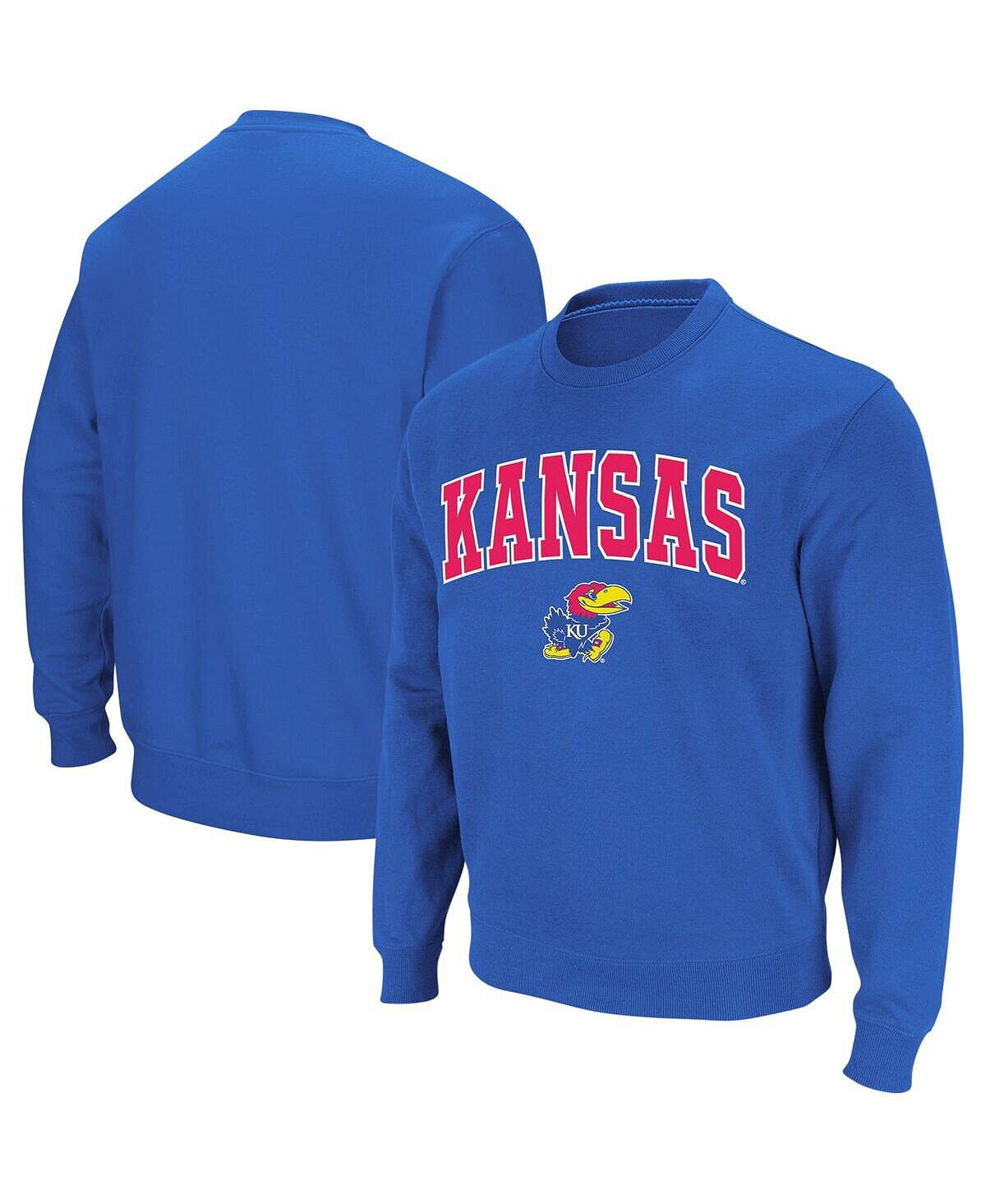 

Мужская толстовка с круглым вырезом и логотипом royal kansas jayhawks arch & logo Colosseum
