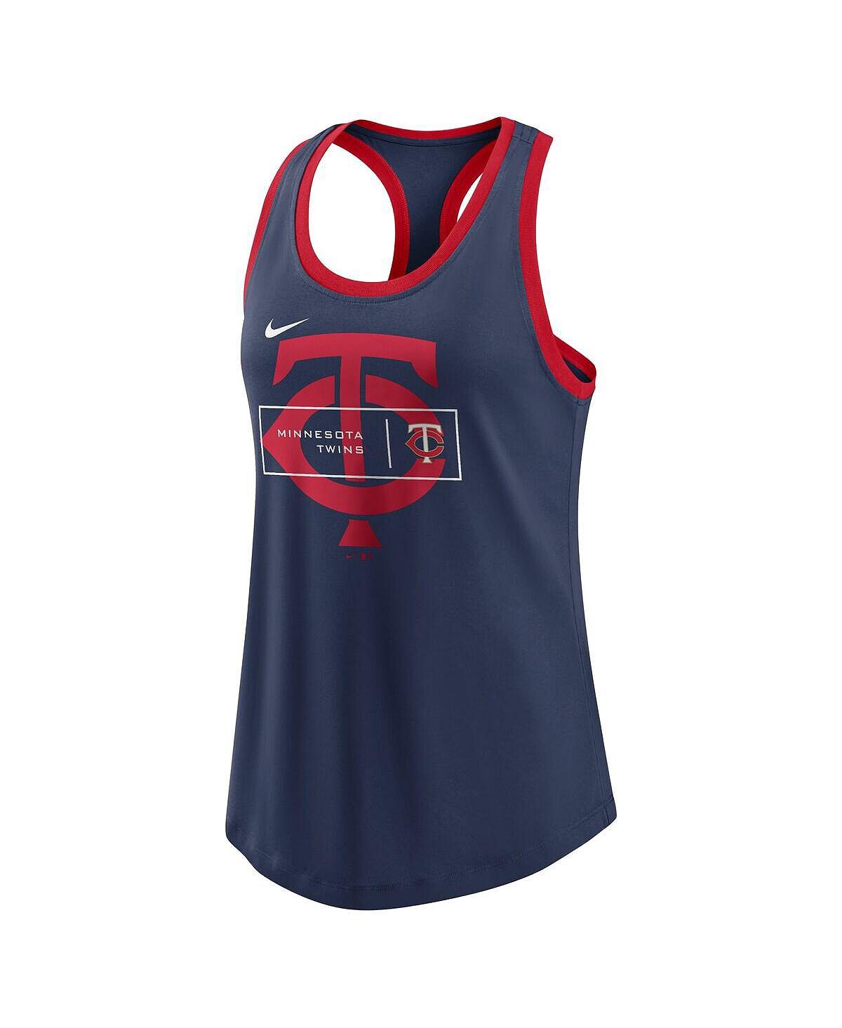 

Женская темно-синяя майка minnesota twins x-ray racerback performance Nike, синий
