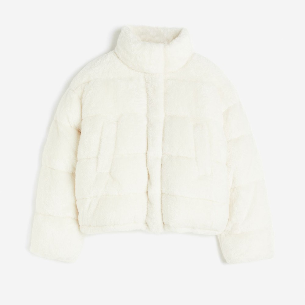 Куртка H&M Puffer, белый женская зимняя короткая куртка без рукавов с воротником стойкой и принтом в виде облаков на молнии жилет с хлопковой подкладкой новинка