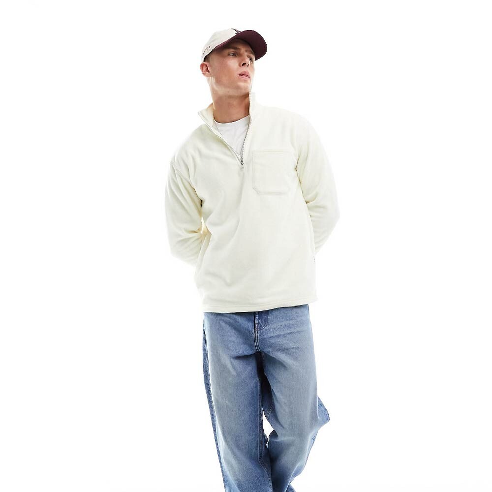 

Свитшот Selected Homme Mini Fleece Half Zip, светло-бежевый