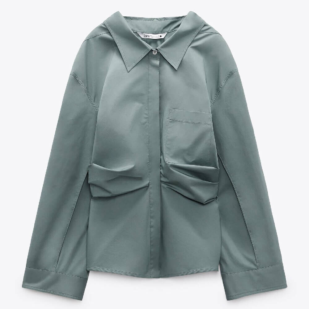 

Рубашка Zara Premium Fitted, серо-зеленый