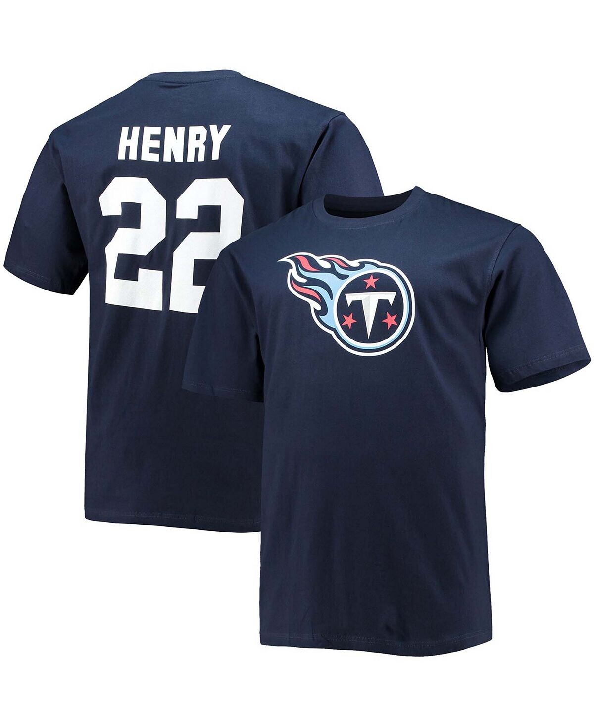 

Мужская футболка big and tall derrick henry navy tennessee titans с именем игрока и номером Fanatics, синий