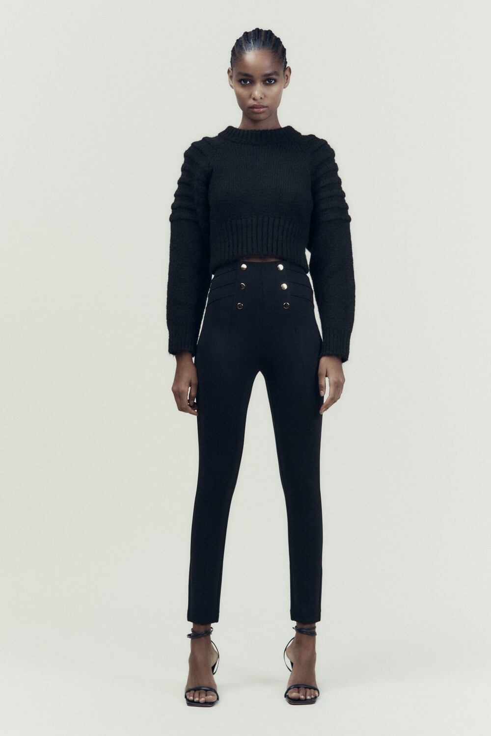 

Леггинсы с золотыми кнопками ZARA, черный