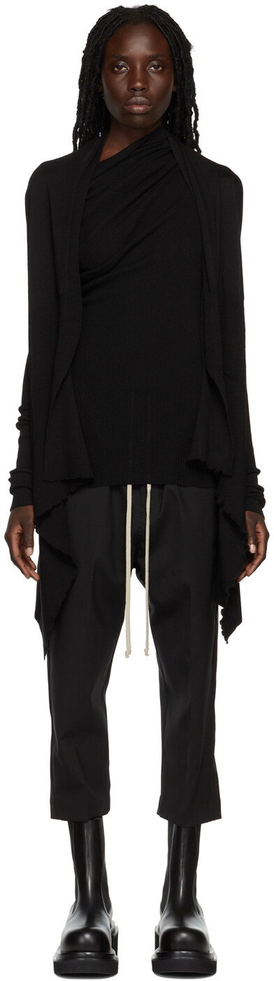 

Черный шерстяной кардиган Rick Owens