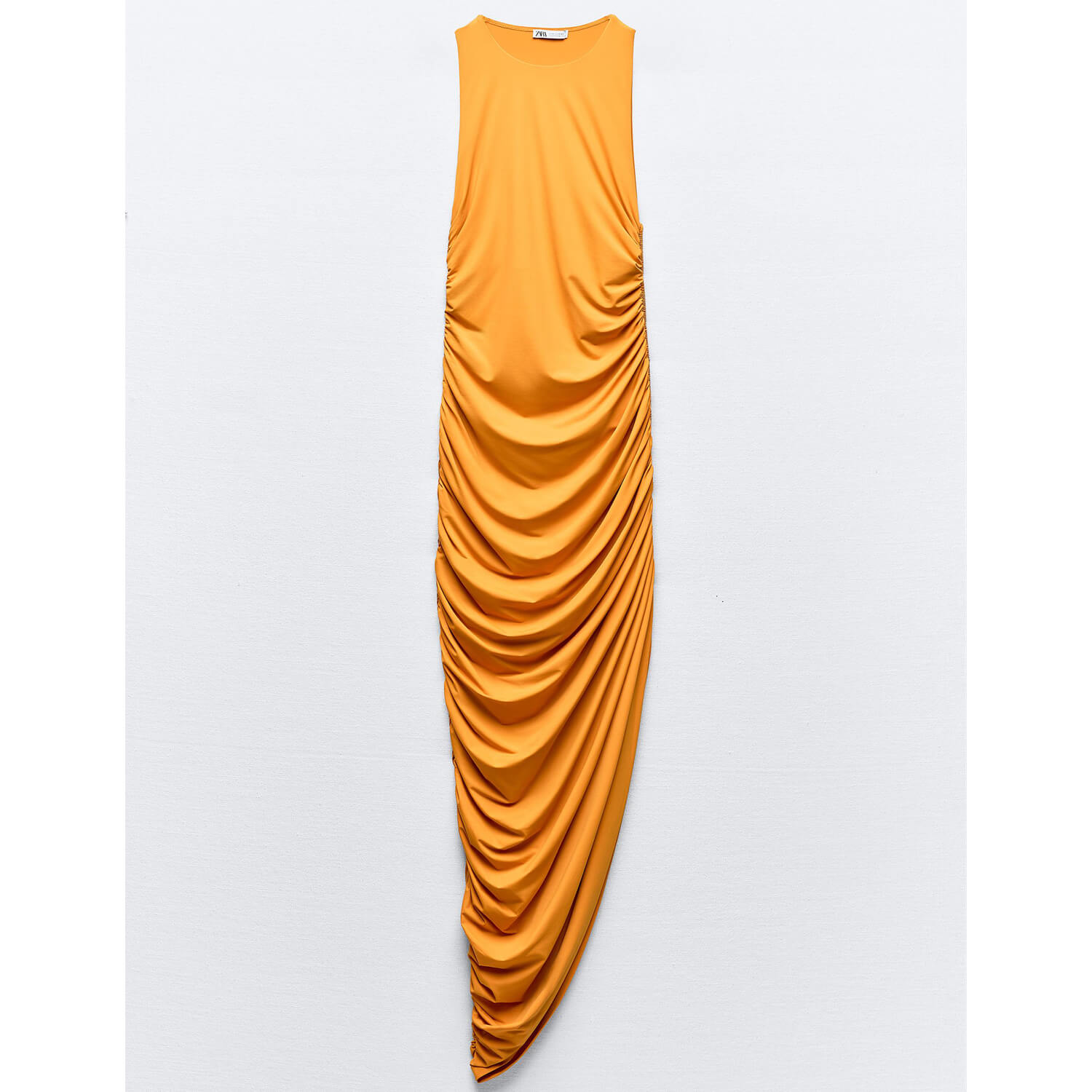 Платье Zara Fitted Polyamide Draped, оранжевый inspire платье с косым вырезом сбоку оранжевый