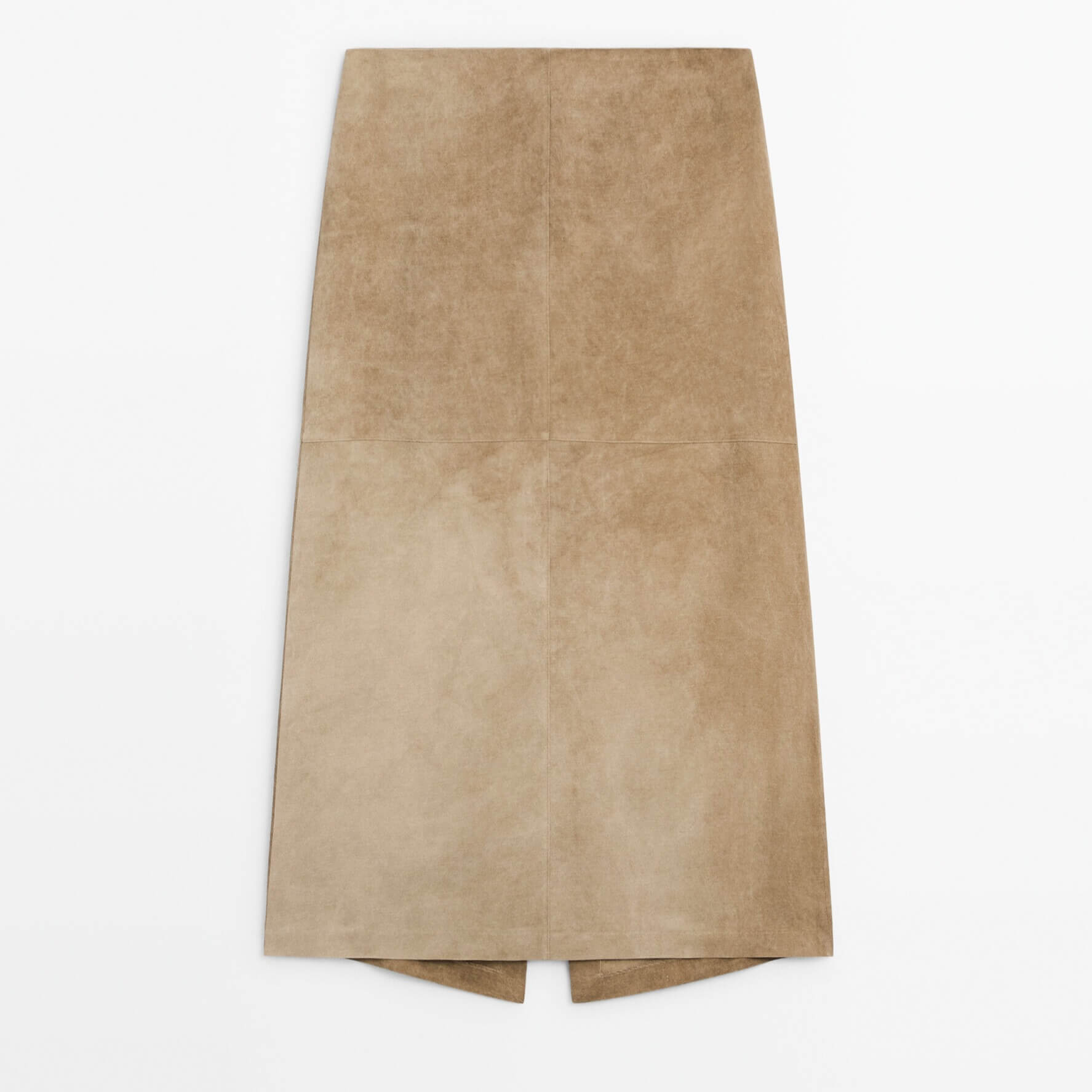 Юбка-миди Massimo Dutti Leather Effect Dyed, светло-коричневый