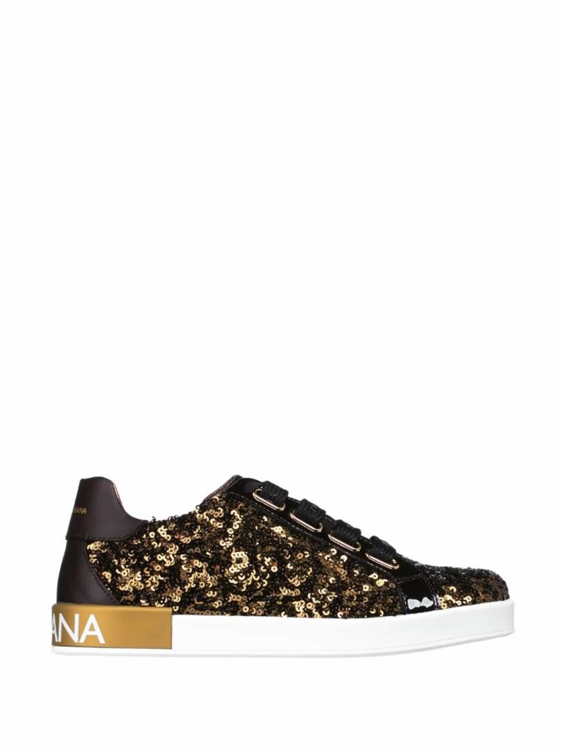 

Кожаные кеды с пайетками Dolce&Gabbana