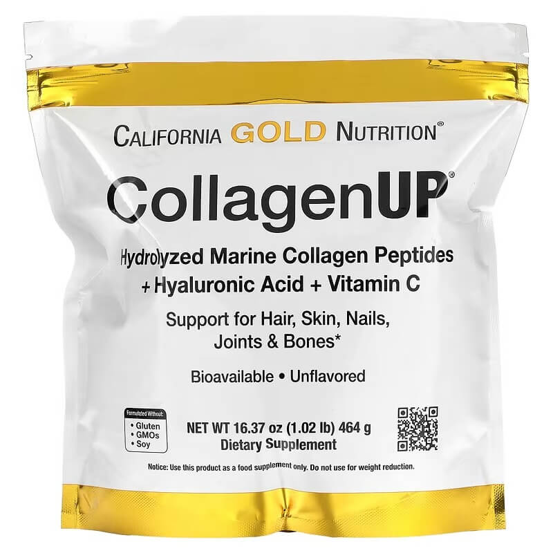 Морской гидролизованный коллаген с гиалуроновой кислотой и витамином C California Gold Nutrition CollagenUP, 464 гр - фото