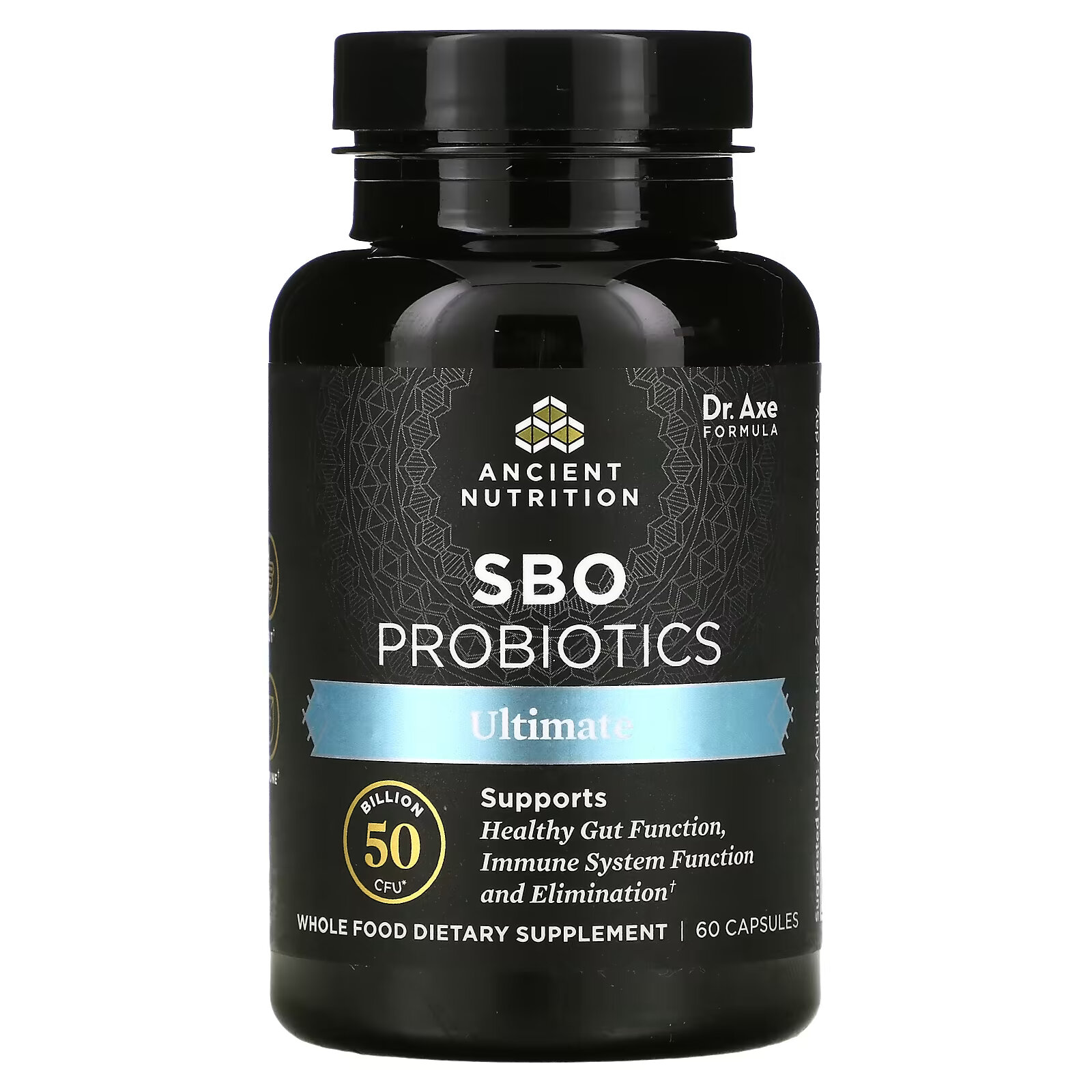 Dr. Axe / Ancient Nutrition, SBO Probiotics, Ultimate, 50 млрд КОЕ, 60 капсул dr axe ancient nutrition sbo probiotics ultimate 50 млрд кое 60 капсул