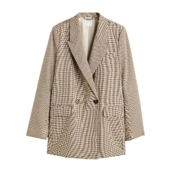 

Пиджак двубортный H&M Double-breasted Jacket, светло-бежевый/клетка