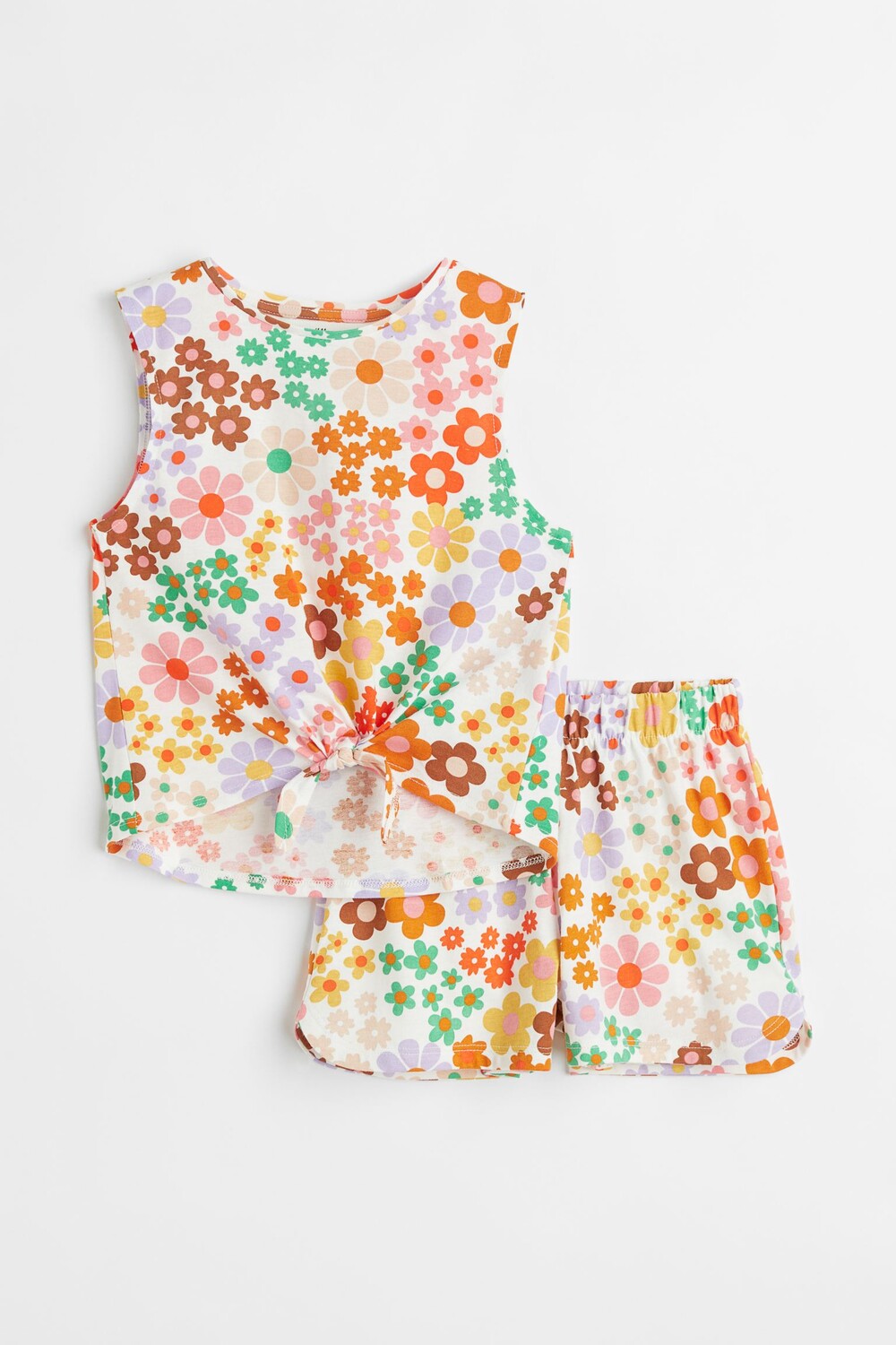 

Комплект из 2 предметов из хлопкового джерси H&M Floral, кремовый