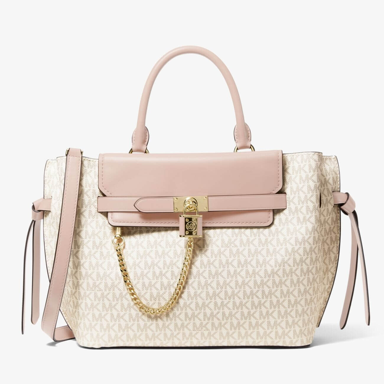 

Сумка-портфель Michael Michael Kors Hamilton Legacy Large Logo Belted, ванильный/нежно-розовый