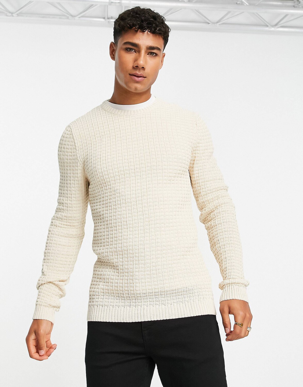 

Овсяный джемпер с вафельной текстурой ASOS DESIGN