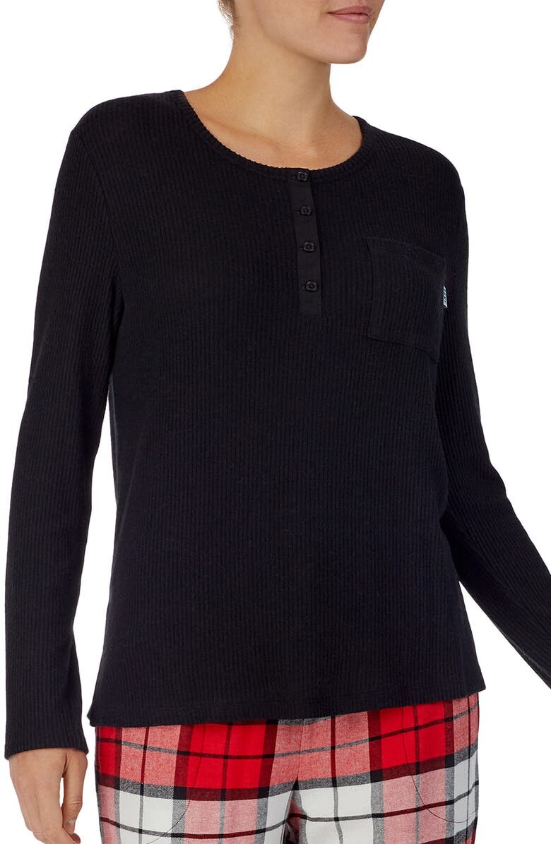 

Пижамный топ Henley в рубчик DKNY, черный