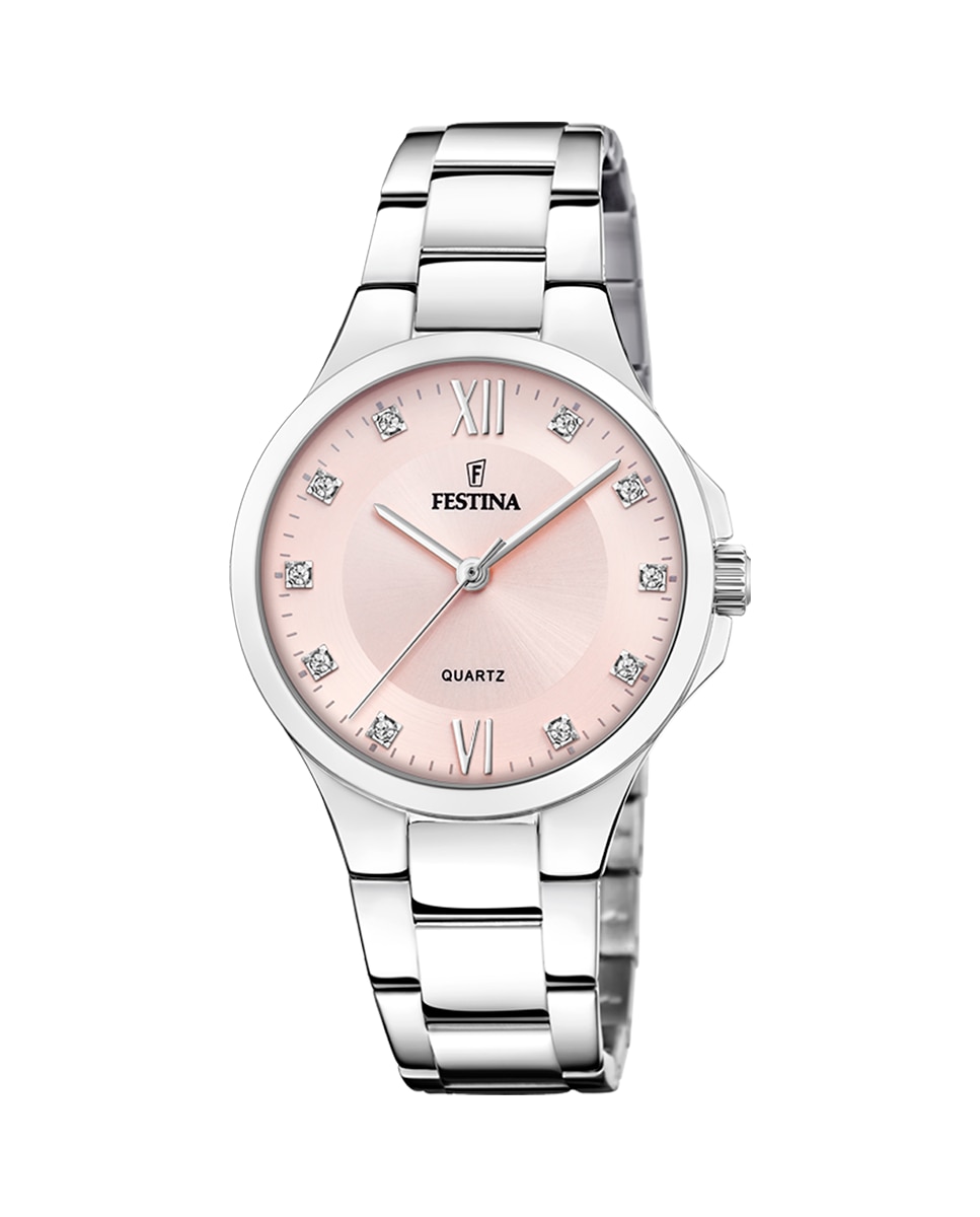Женские часы F20582/2 Mademoiselle из стали с розовым циферблатом Festina, серебро