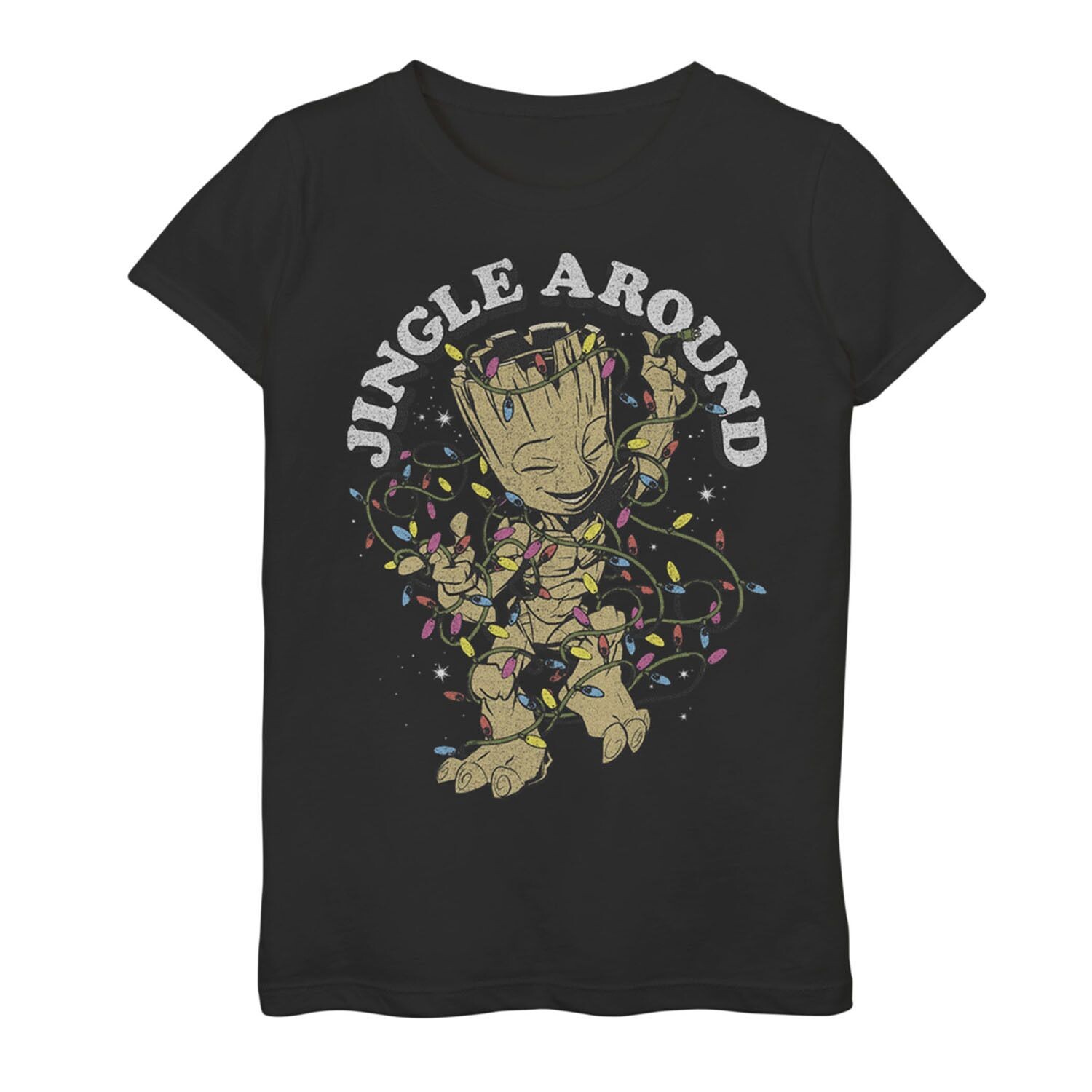 

Футболка с рождественским рисунком Marvel Baby Groot Jingle Round для девочек 7–16 лет Marvel