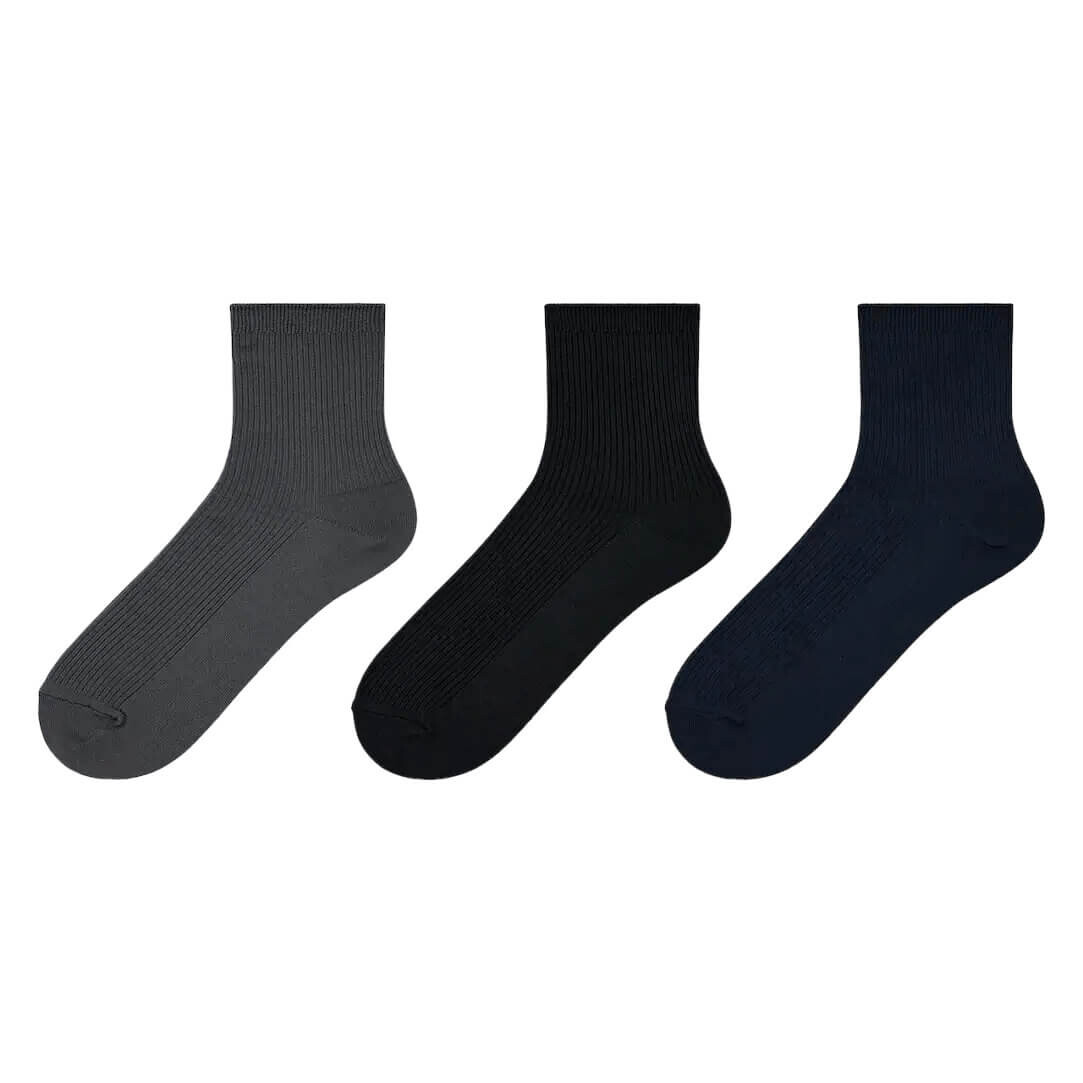 

Комплект носков Uniqlo Ribbed Socks, 3 пары, серый/черный/синий