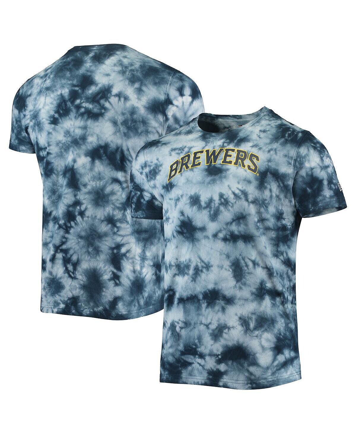 

Мужская темно-синяя футболка milwaukee brewers team tie-dye New Era, синий