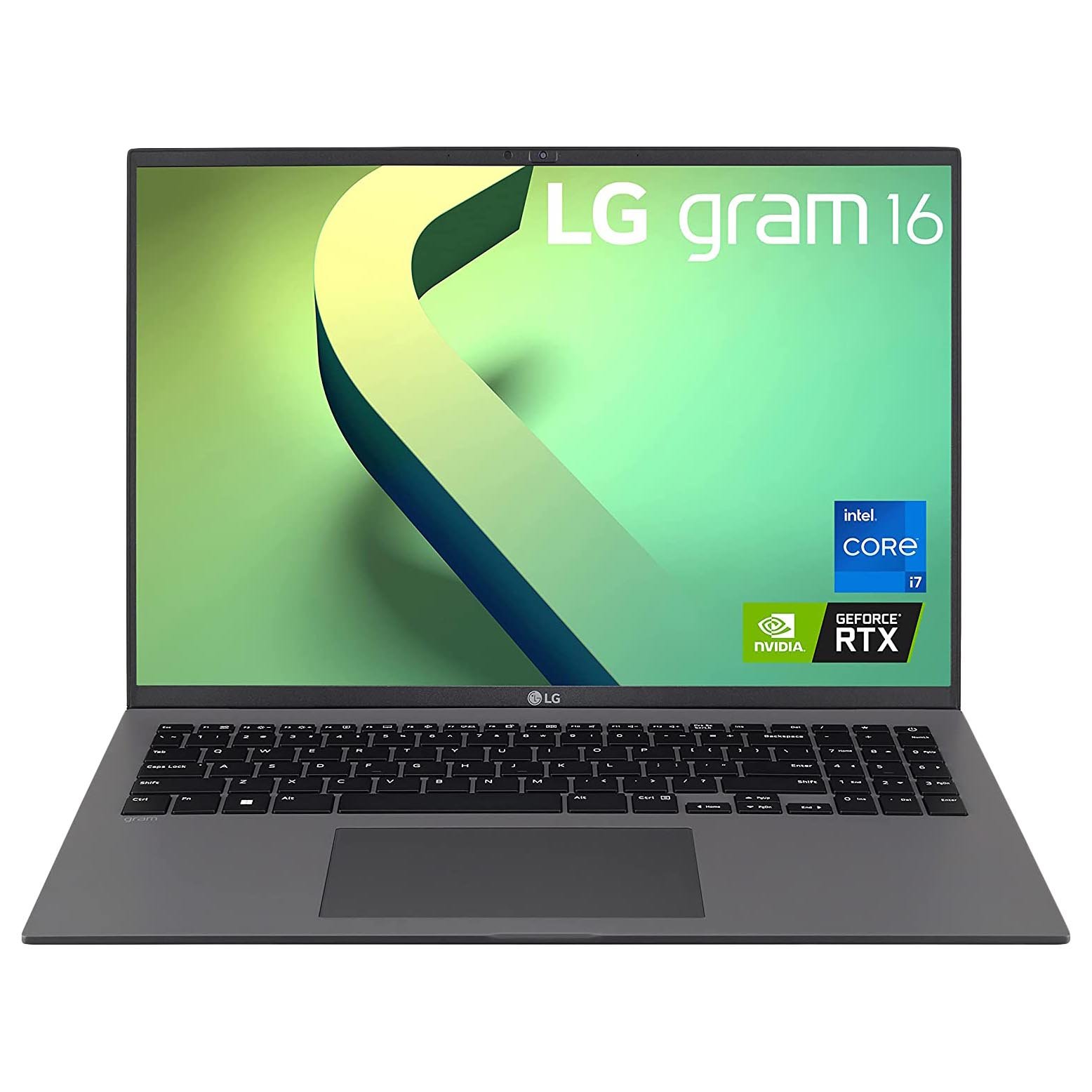 Ноутбук LG Gram, 16" WQXGA, 16Гб/1Тб, i7-1260P, GeForce RTX 2050, угольно-серый, английская клавиатура - фото