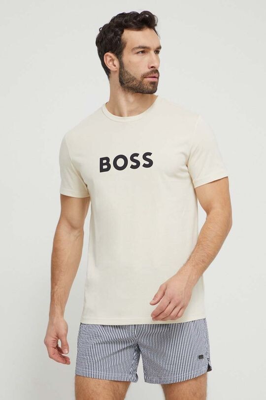 

Хлопковая футболка Boss, бежевый