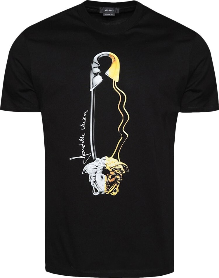 

Футболка Versace Safety Pin Graphic T-Shirt 'Black', черный