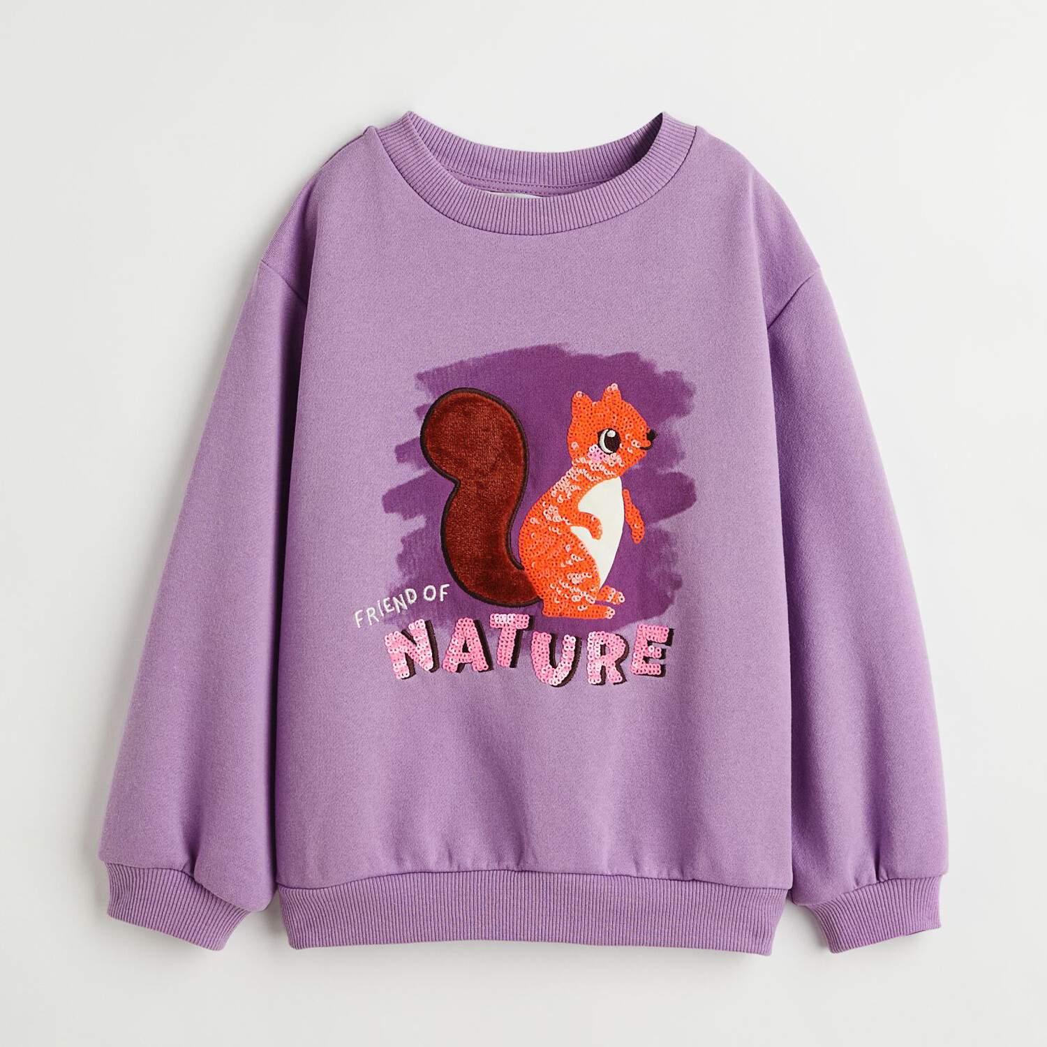 

Толстовка оверсайз H&M Friend of nature Squirrel, фиолетовый/коричневый/оранжевый