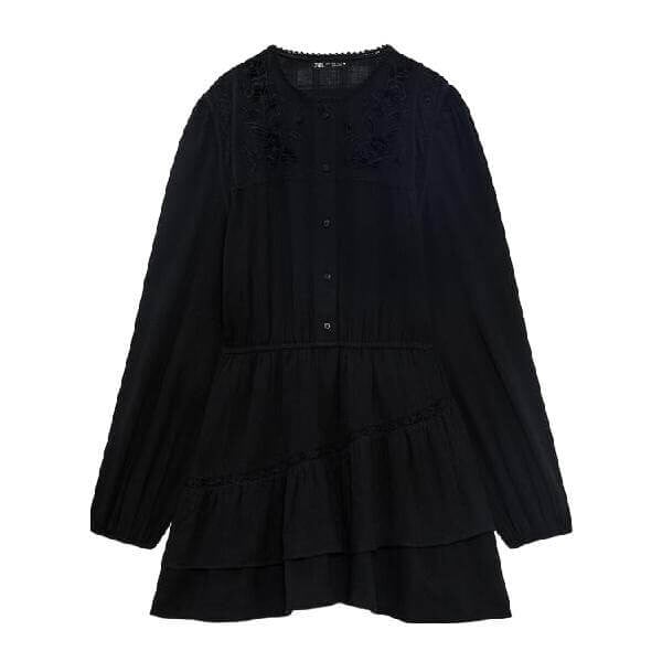 

Платье Zara Embroidered Short, черный