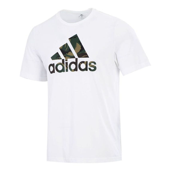 Футболка Adidas Camo T Camouflage Logo Printing Sport Short Sleeve Men's White, Белый