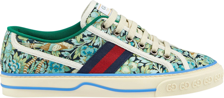 Кроссовки Liberty of London x Gucci Wmns Tennis 1977 Floral - Light Blue Green, зеленый - фото