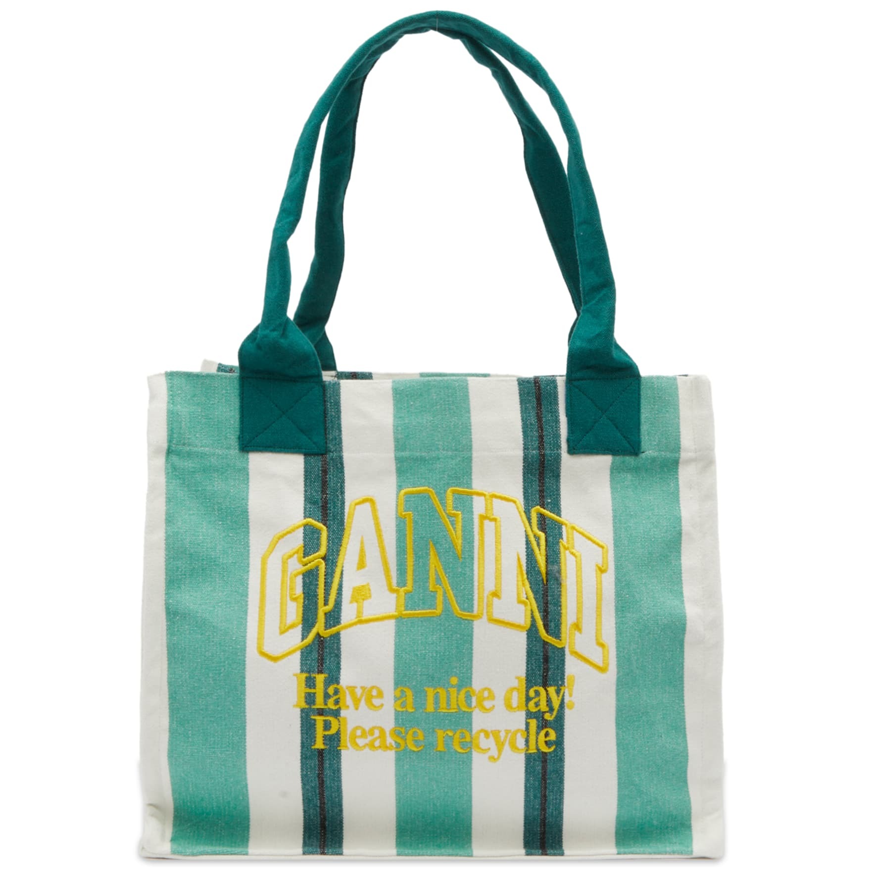 Сумка-шоппер Ganni Large Easy Stripes, зеленый/мультиколор