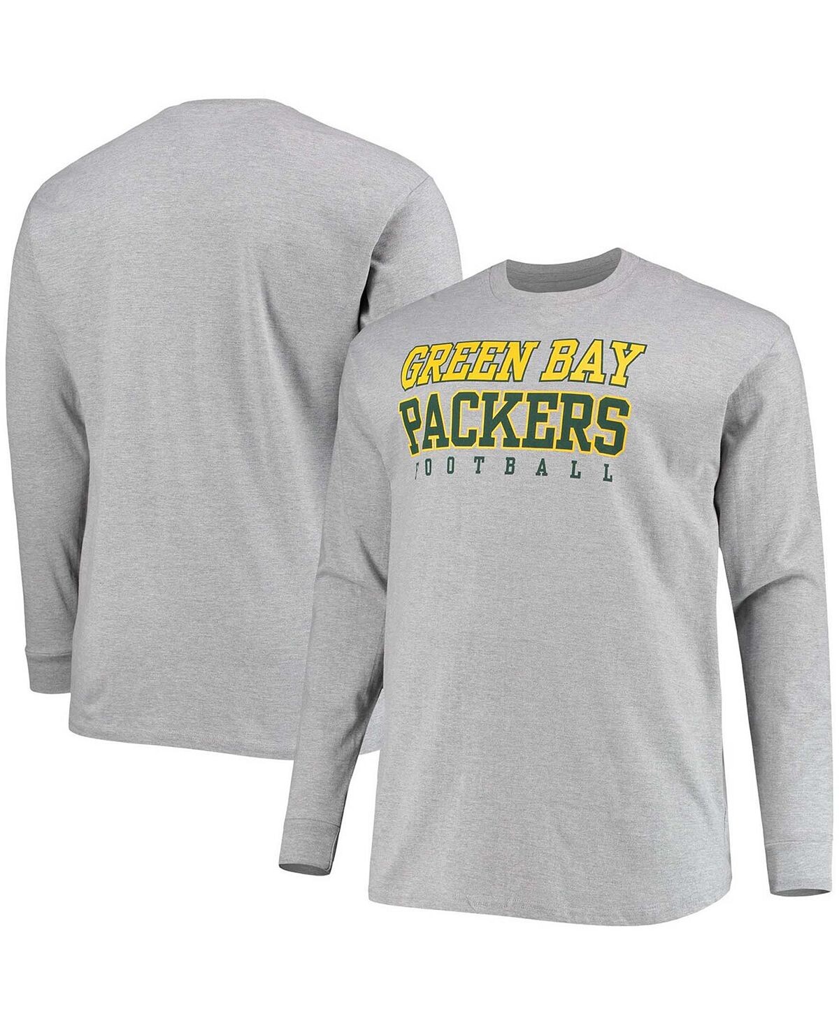 

Мужская футболка с длинными рукавами big and tall heathered grey green bay packers practice Fanatics, мульти