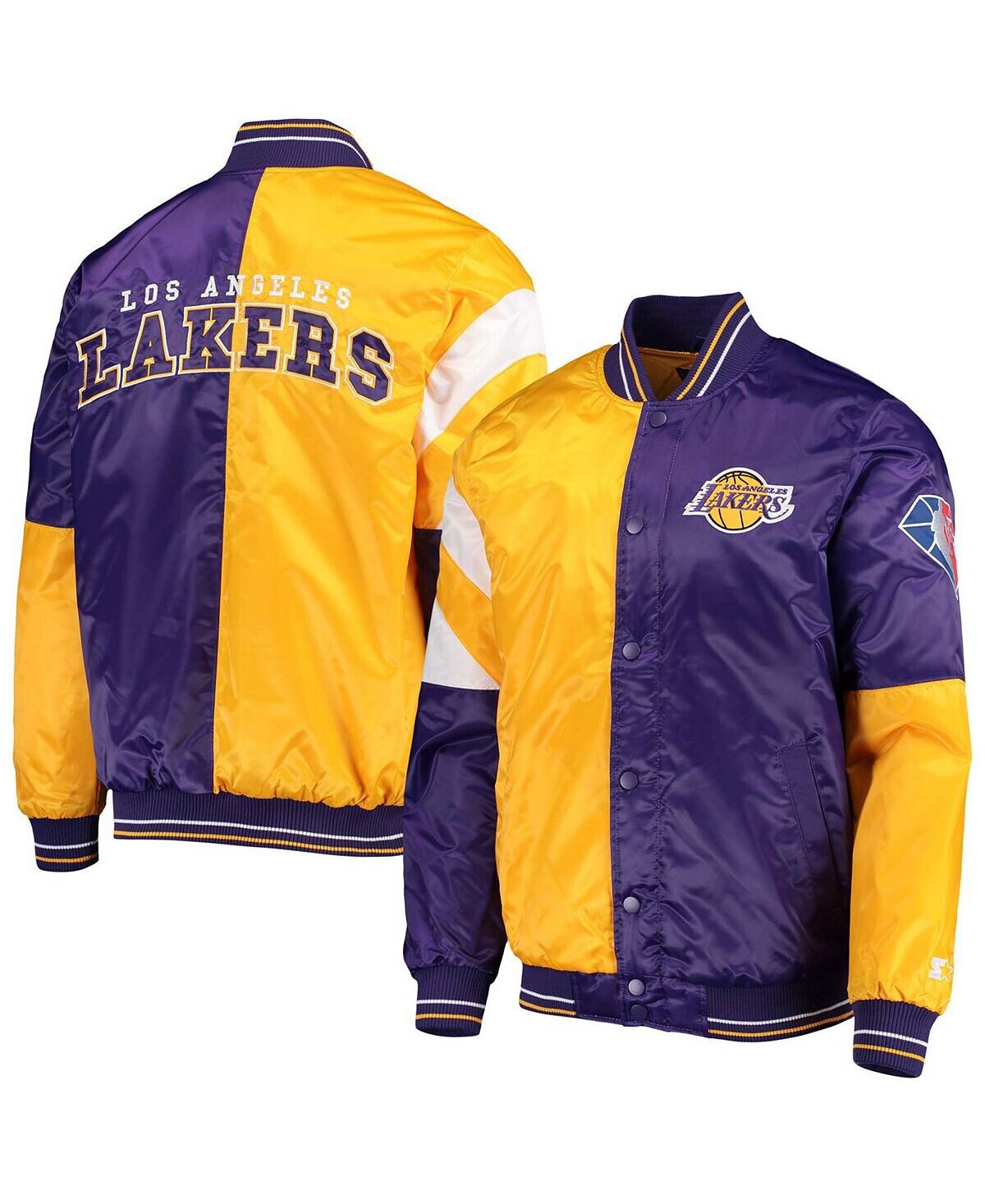 

Мужская золотисто-фиолетовая атласная куртка los angeles lakers the leader с цветными блоками на застежках Starter, мульти