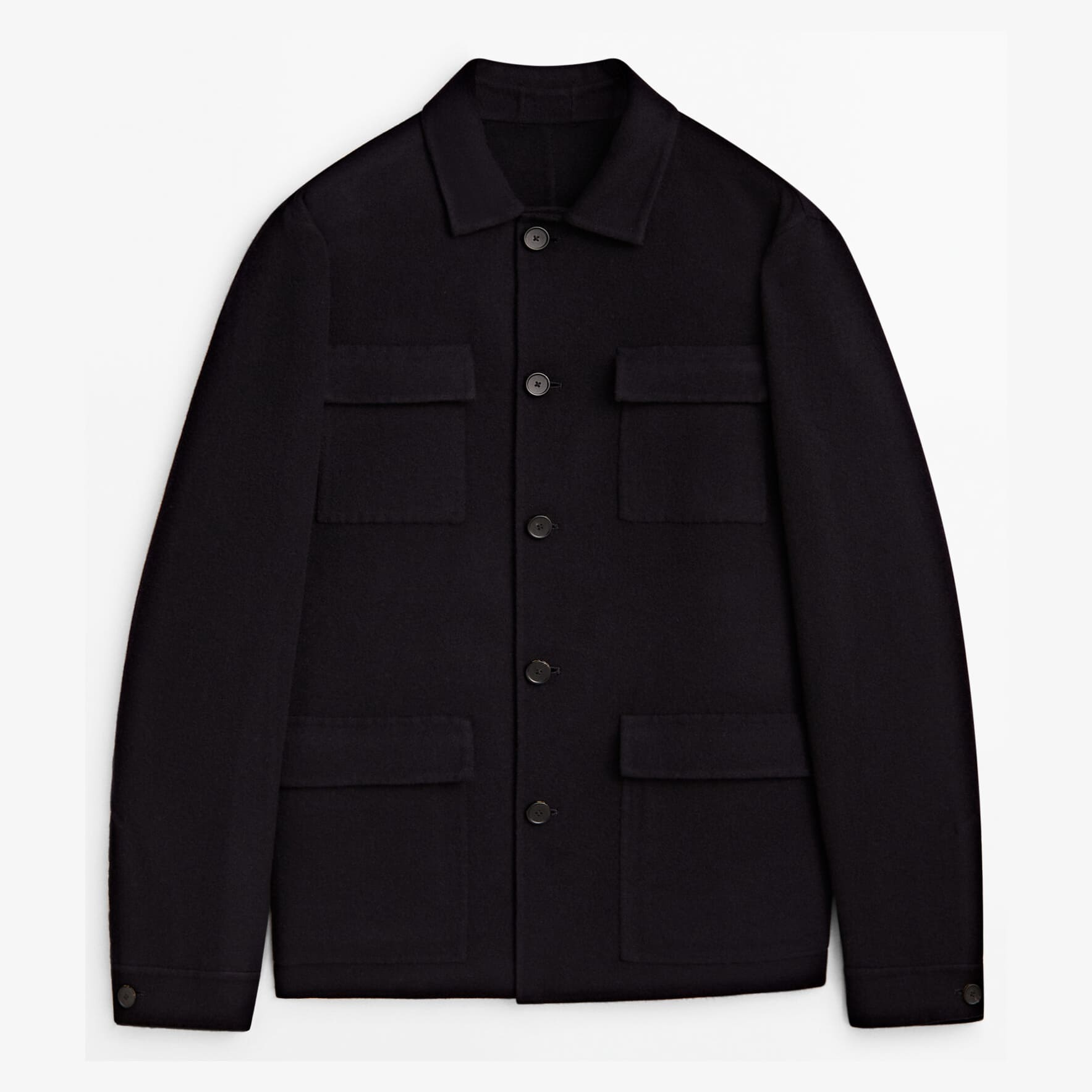 Куртка-рубашка Massimo Dutti Wool With Pockets, темно-синий куртка massimo dutti double breasted with zip pockets темно синий