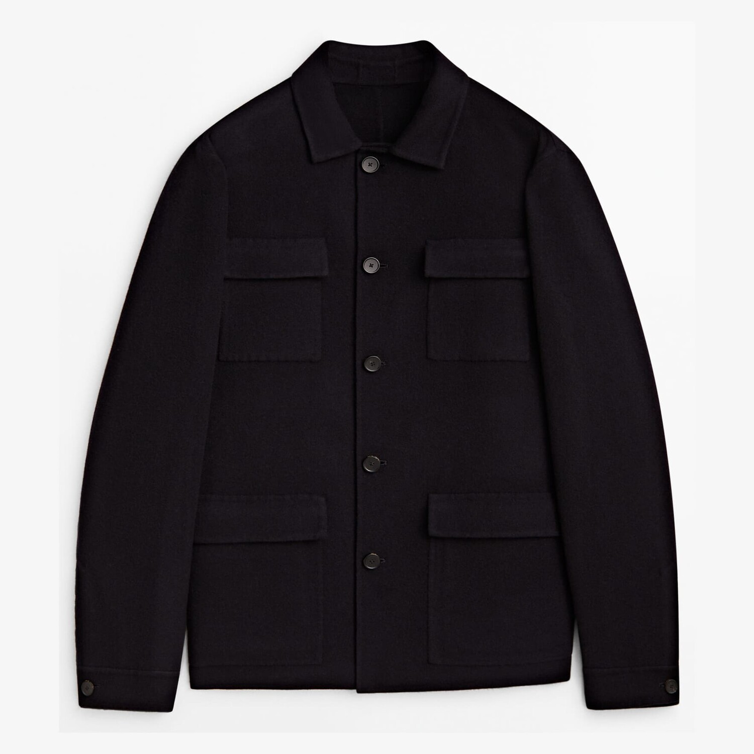 

Куртка-рубашка Massimo Dutti Wool With Pockets, темно-синий