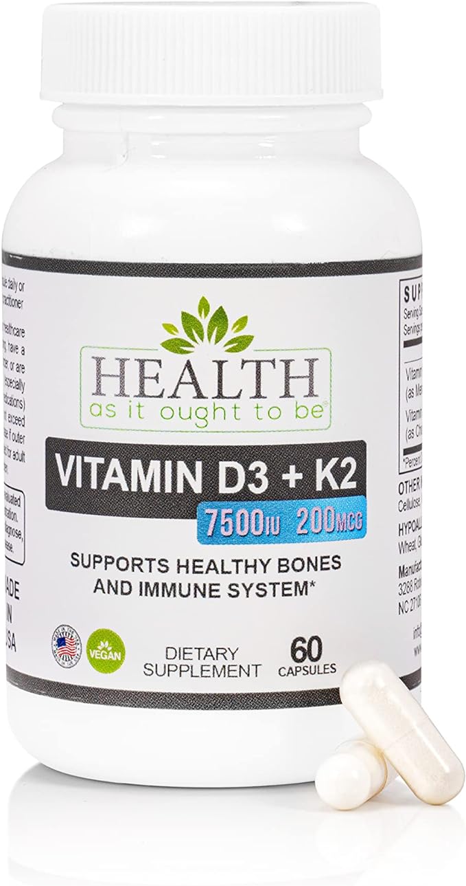 Витамин D3+K2: D3 7500 МЕ (188 мкг) + K2 200 мкг — 60 капсул витамин d3 k2 pure therapro rx 100% liposomal 5000 ме 10 мл