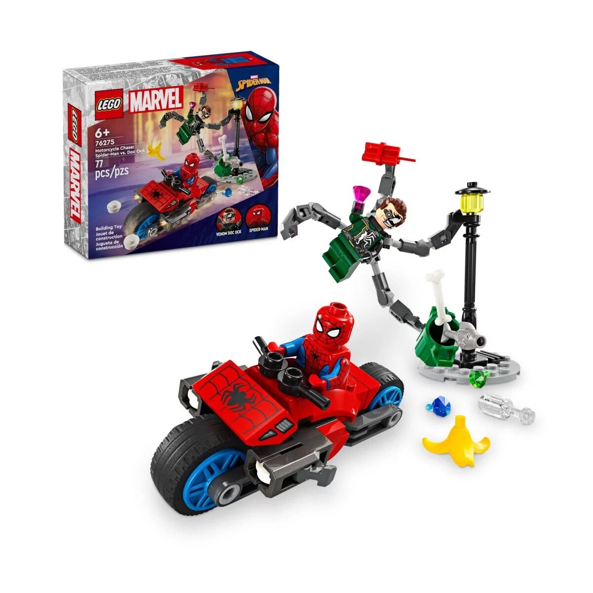 

Конструктор Lego Spider-Man Motorcycle Chase: Spider-Man vs. Doc Ock 76275, 77 деталей