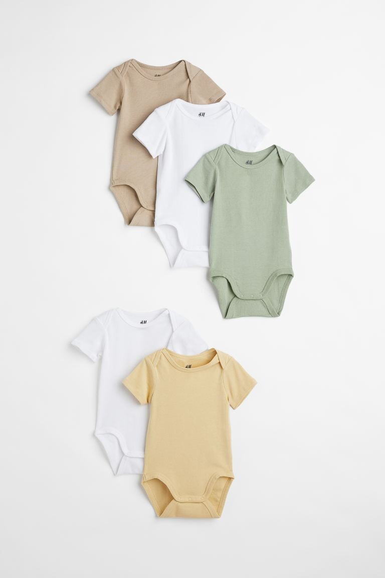 

5 комплектов боди H&M, бледно-зеленый/желтый/бежевый