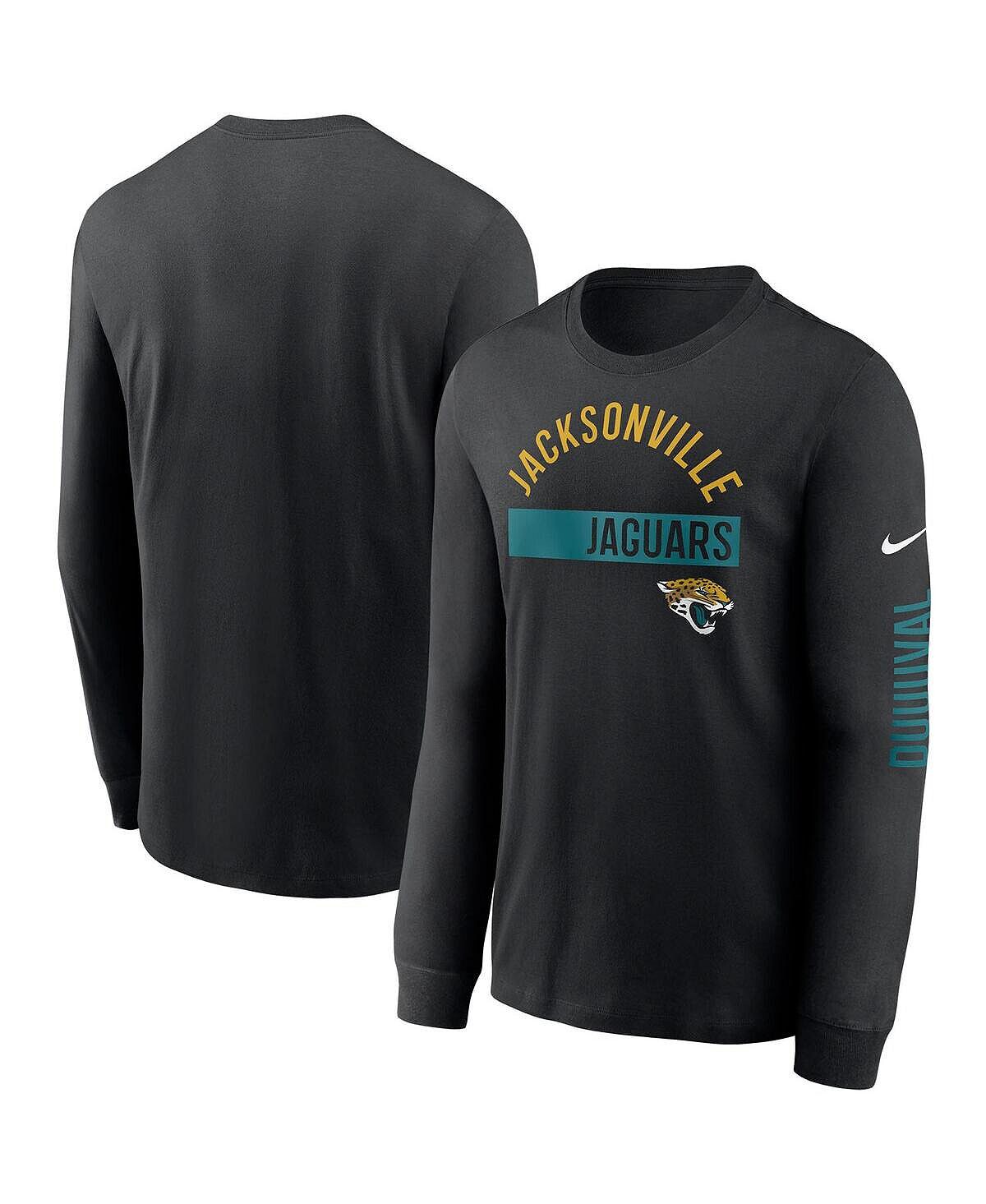 

Мужская черная футболка с длинным рукавом jacksonville jaguars fan gear color bar Nike, черный